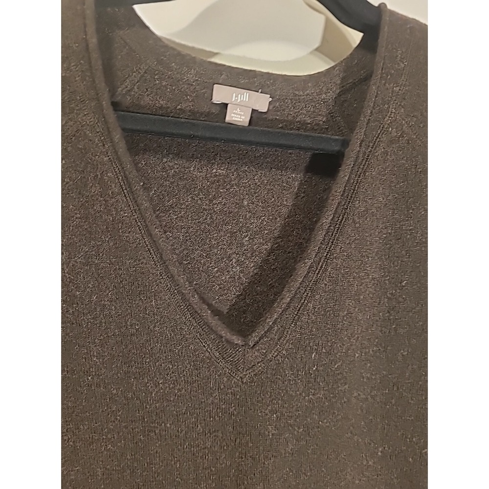 J Jill Tunic Sweater Wool Cashmere Long Sleeve V-neck Brown Front Pockets Lg Pet - Picture 6 of 16
